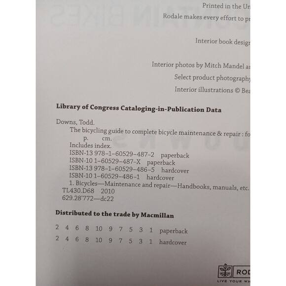 2010 The Bicycling Guide to Complete Bicycle Maintenance and Repair Todd Downs - Picture 9 of 16